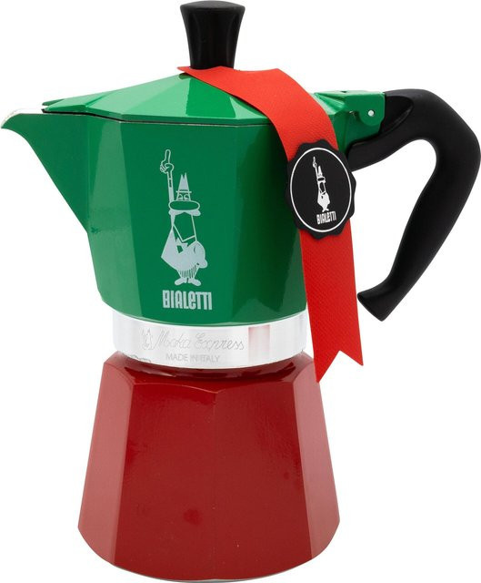 Bialetti Moka Express Tricolore Espressokocher in Multicolour (Grün, Rot) 6 Tassen - Bild 1