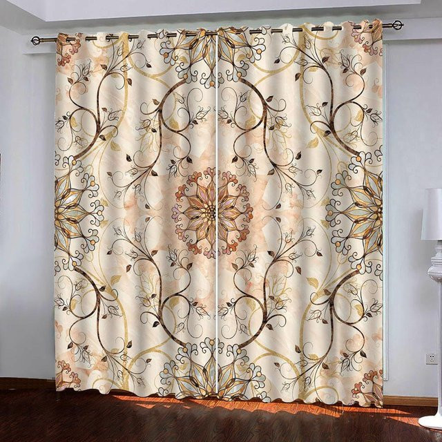 Yiran Furniture Verdunkelnde Vorhänge Gold, 2er-Set mit Ösen, Polyester, Breite: 50 cm, Höhe: 130 cm - Bild 1