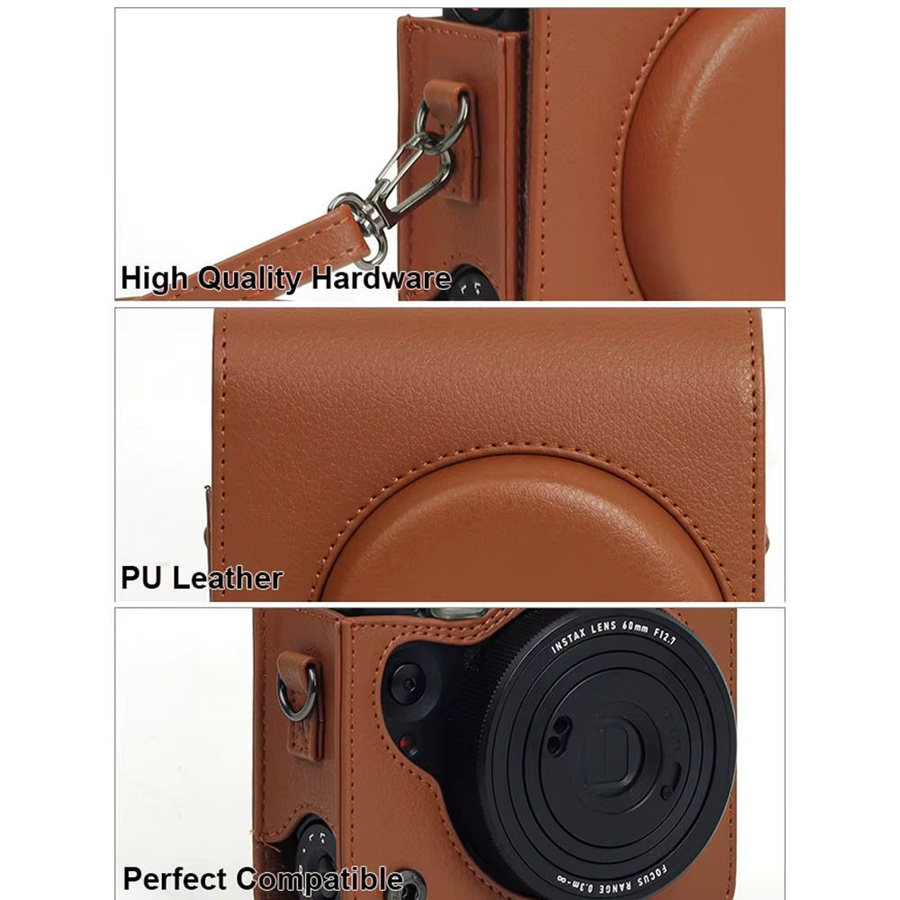 Fujifilm Instax mini 99 Tasche aus PU-Leder in Braun mit verstellbarem Riemen - Bild 4