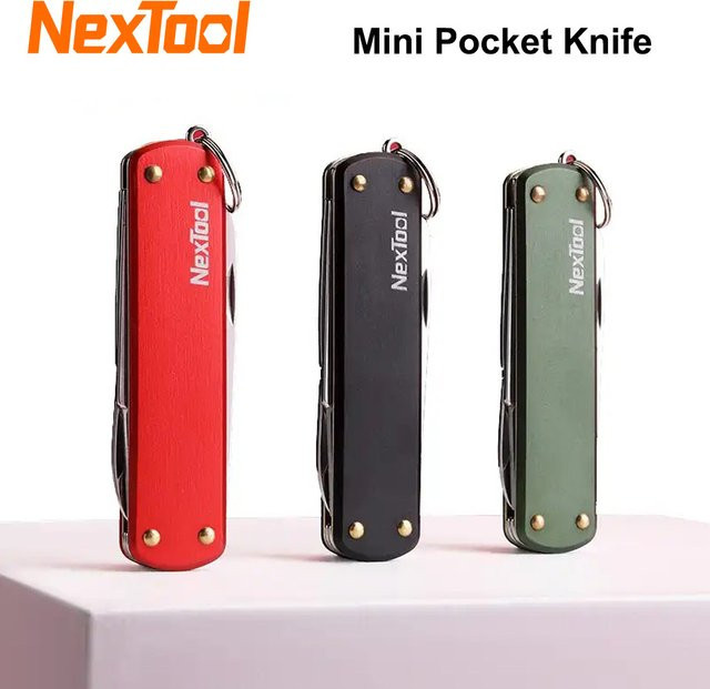 NexTool Mini Taschenmesser Multifunktionswerkzeug in Rot mit Schere, Schraubendreher und Nagelfeile, Größe: 64,5 mm - Bild 1