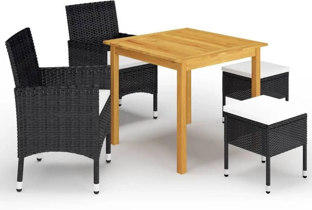 vidaXL 5-tlg Garten-Essgruppe Modell 138 aus Akazien-Massivholz in Schwarz - Bild 1