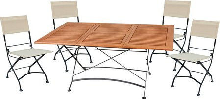 Garden Pleasure Tischgruppe Triest 5-teilig aus Eucalyptus Holz und Stahl in Braun mit Ausziehtisch - Bild 1