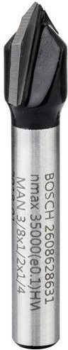 Bosch V-Nutfräser Silber, Schaftdurchmesser: 6,35 mm, Arbeitslänge: 12,40 mm, Durchmesser: 9,5 mm, Gesamtlänge: 45 mm, 90° - Bild 1