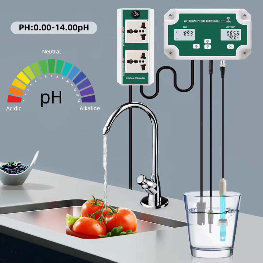RCYAGO WiFi Wasserqualität Analysator mit pH- und Temperaturmessung, Digitaler Smart Remote Online Monitor für Schwimmbecken, Weiß - Bild 5