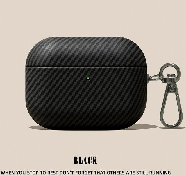 Apple Kopfhörerhülle aus Carbonfaser und Leder für AirPods Pro 2, 3, 1 und AirPods 4 in Schwarz - Bild 1