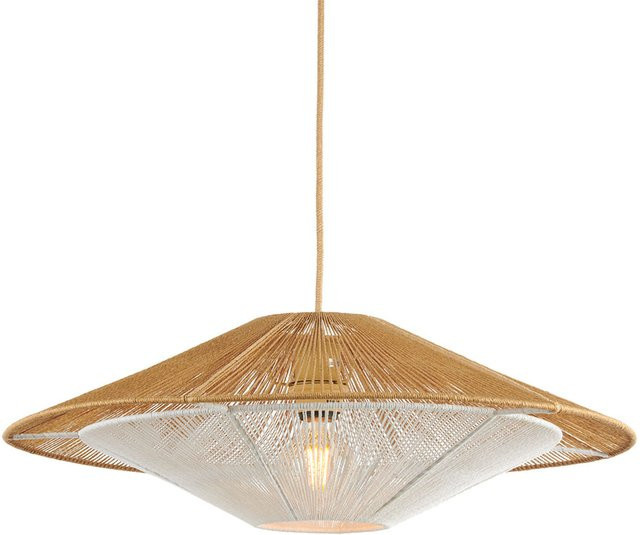 Good&Mojo Lumbini L Pendelleuchte in Beige mit Papierseil und Holzdetails im skandinavischen Design - Bild 1