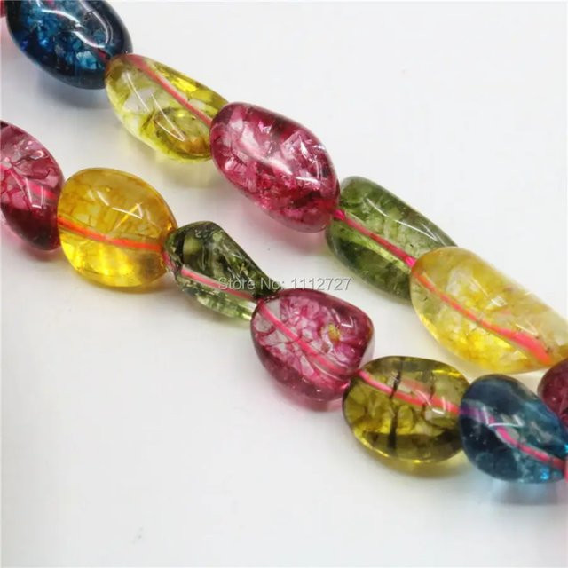 YOUCAIHUA JEWELRY Perlen, mehrfarbiger Kristall, unregelmäßiger Turmalin, 8–12 mm, Mädchen - Bild 1