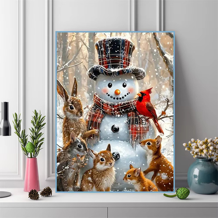 Evershine DIY Diamant Mosaik Schneemann Landschaft, Diamant Malerei - Bild 3