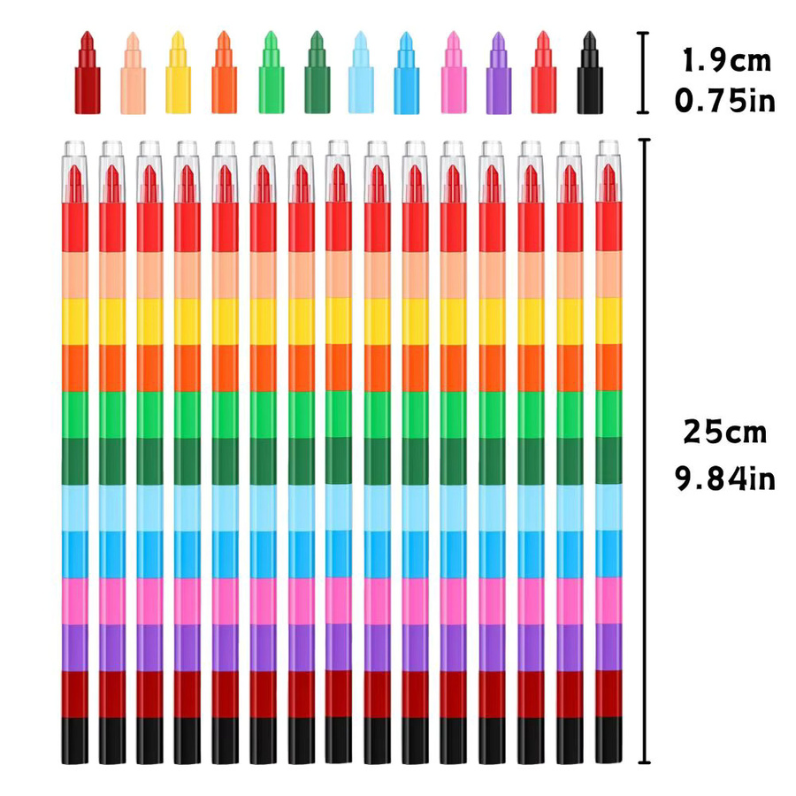 YMY Stapelbare Buntstifte in 12 Farben, Kreative Regenbogen-Bausteine Ölfarben-Stifte für Schüler, Mehrfarbig - Bild 2