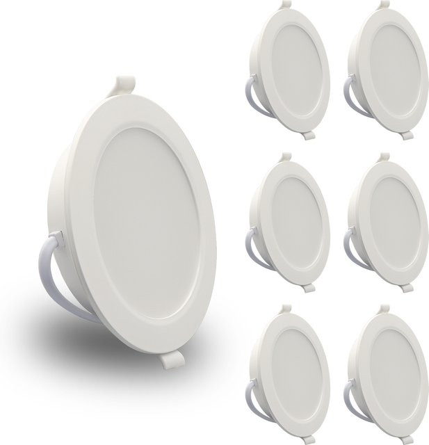 6er-Pack LED-Einbauleuchten Downlight Retrofit, rund, Farbe: Weiß, Durchmesser: 15,24 cm, wählbar zwischen 3000K, 4000K und 6000K - Bild 1