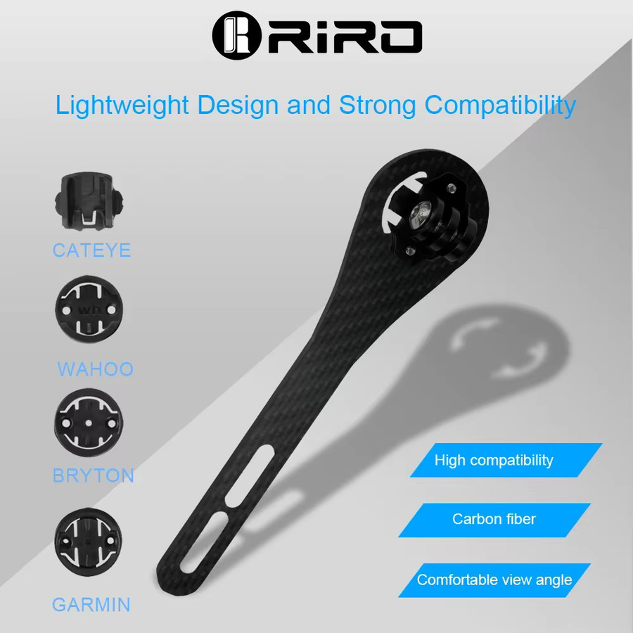 RIRO Carbon Faser Fahrradcomputer Halterung Universal GPS Halter für Garmin Wahoo Bryton in Schwarz - Bild 4