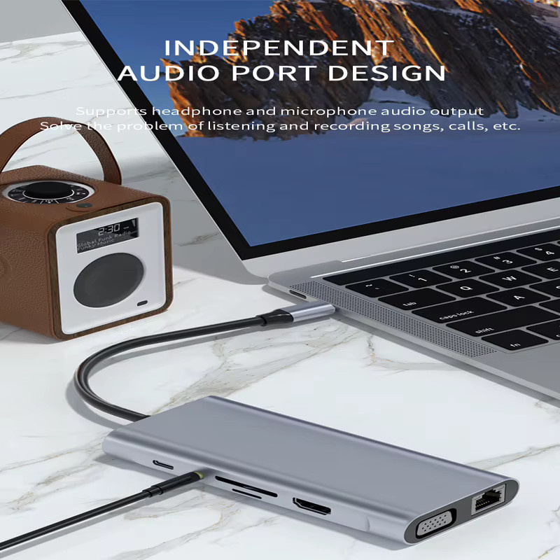 Basix USB-C Hub zu HDMI Adapter mit 4K Thunderbolt 3, TF und SD Kartenleser sowie PD-Ladefunktion für MacBook Air Pro M1 M2, Grau - Bild 4