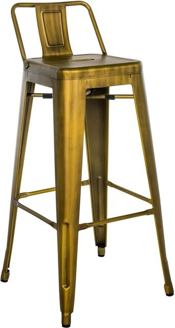 DELUKE Barhocker LEKEL Barstuhl aus Metall in Gold mit Lehne im Industrial-Stil, B/T/H: 44 x 43 x 96 cm - Bild 1
