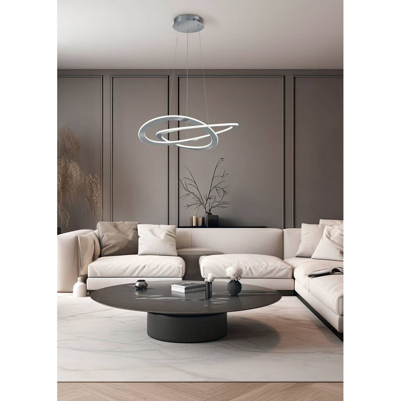 Reality LED-Pendelleuchte aus Metall in Nickel/Silber, dimmbar, modernes Design - Bild 2