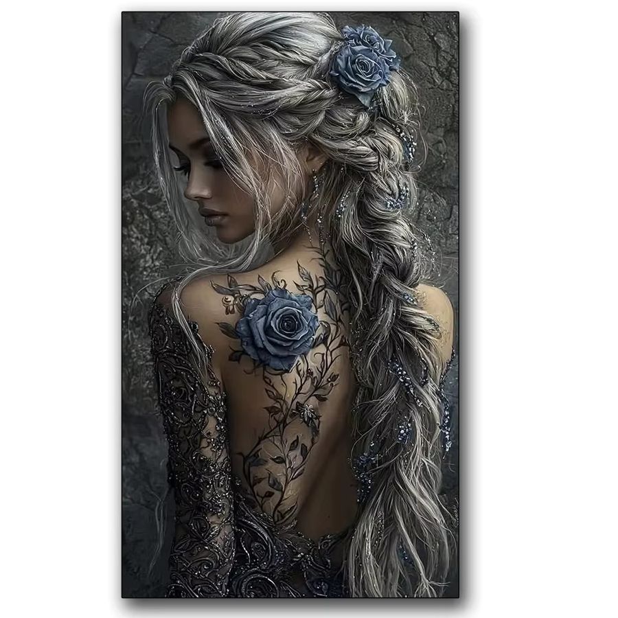 Juhua Diamantmalerei Set Tattoo Frau DIY Mosaik Kunst mit quadratischen Steinen - Bild 3