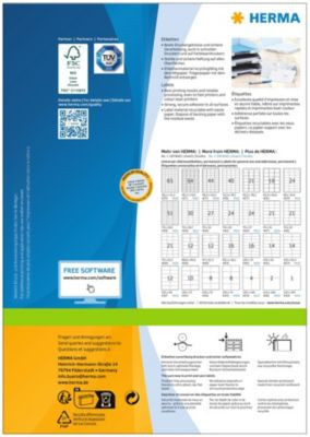 Herma Premium Adressetiketten Weiß, Permanent selbstklebend, Papier, B: 10,5 cm, H: 4,1 cm, 1400 Stück (100 Bogen x 14) - Bild 2