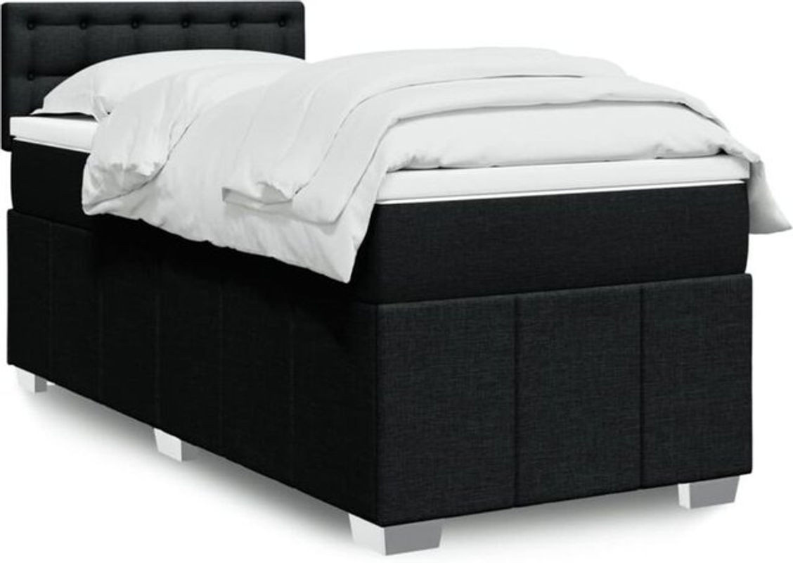 vidaxl Boxspringbett mit Matratze aus Stoff in Schwarz B/T/H: 100 x 200 x 100,5 cm - Bild 1