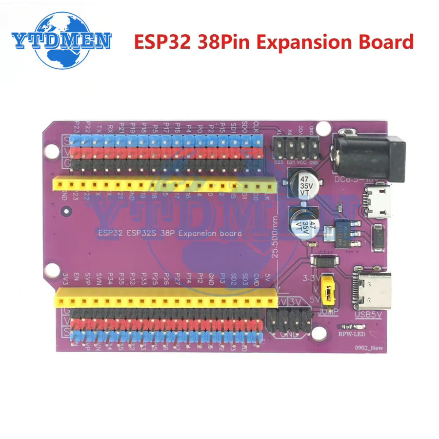 YTDMEN ESP32S 38Pin Erweiterungskarte in Lila für ESP32 Entwicklungsboards mit Wifi und Bluetooth - Bild 2