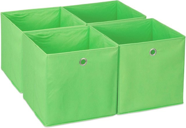 Relaxdays Faltbox 4er Set aus Polyester in Grün, zusammenfaltbar, B/T/H: 30 x 30 x 30 cm - Bild 1