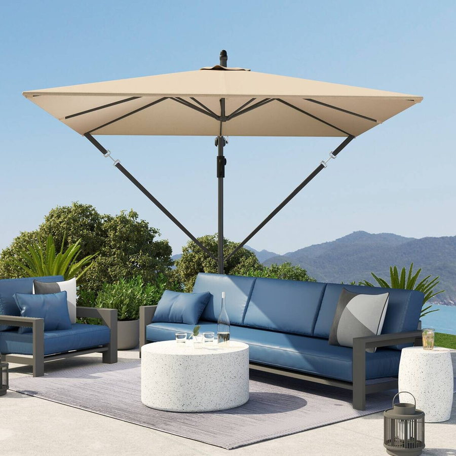 Outsunny Ampelschirm in Beige aus Polyester mit UPF 50+ Schutz, B/H/L: 250 x 235 x 295 cm - Bild 3