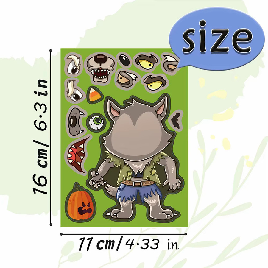 MRJIAANGSON Halloween und Einhorn DIY Puzzle Aufkleber Set, 8 Blätter buntes pädagogisches Spielzeug für Kinder - Bild 3