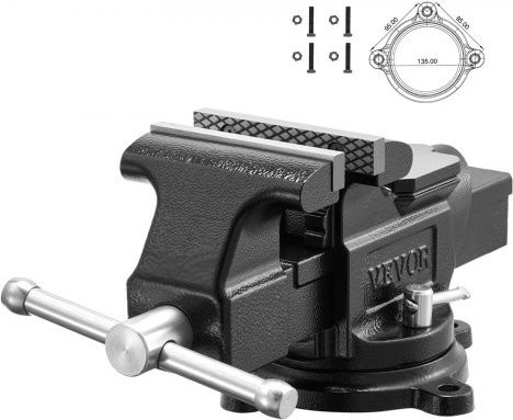 VEVOR Schraubstock aus Sphäroguss in Schwarz mit 100 mm Backenbreite, Amboss und 360-Grad-Drehfuß mit Arretierung - Bild 1