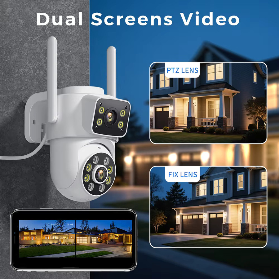 BESDER 4K 8MP PTZ IP Kamera Outdoor mit Dual Objektiv und Dual Bildschirmen, Wifi Sicherheit Überwachungskamera mit AI Auto Tracking, Weiß - Bild 2