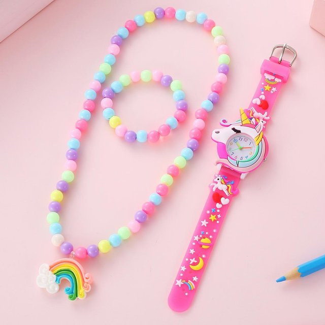 Big Horn Einhorn Armbanduhr mit Regenbogen Hand Halskette in Multicolor - Bild 1