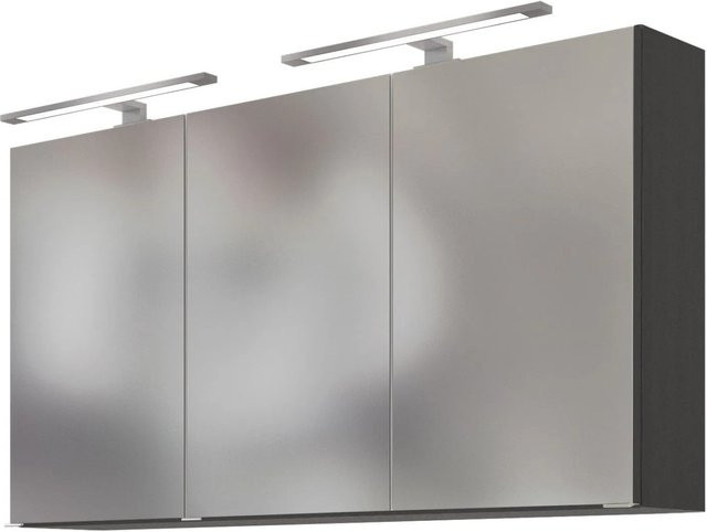 Held Möbel 3D-Spiegelschrank Neapel in Graphitgrau mit LED-Beleuchtung und Steckdose, Breite: 120 cm - Bild 1