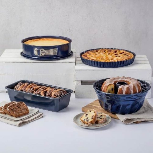 Dr. Oetker Backformen-Set Back-Liebe Emaille, 4-teilig, Blau, Springform, Antihaftbeschichtung - Bild 1