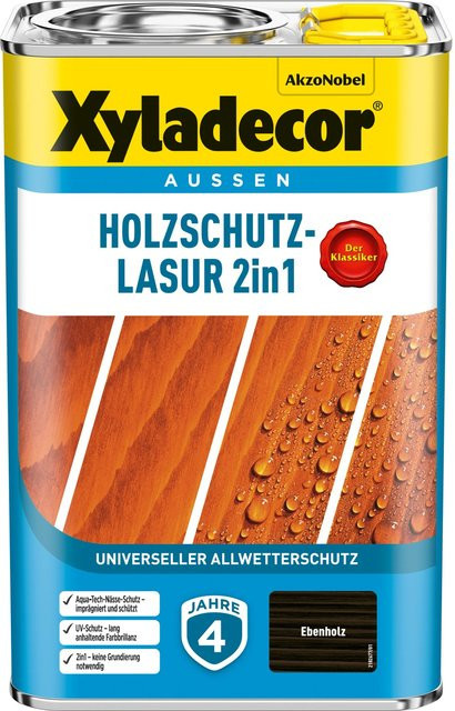 Xyladecor Holzschutz-Lasur 2in1 Ebenholz matt schwarz - Bild 1
