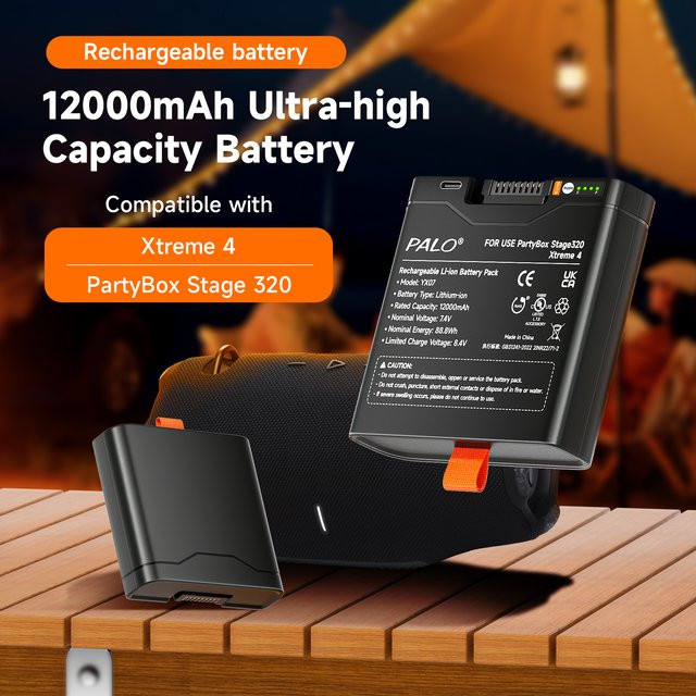 PALO Wiederaufladbarer Akku 12000 mAh in Schwarz für JBL Partybox Stage 320, JBL Battery 400 und JBL Xtreme 4 Bluetooth Lautsprecher - Bild 1