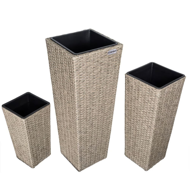 CASARIA Polyrattan Blumentopf 3er-Set in Creme - Bild 2