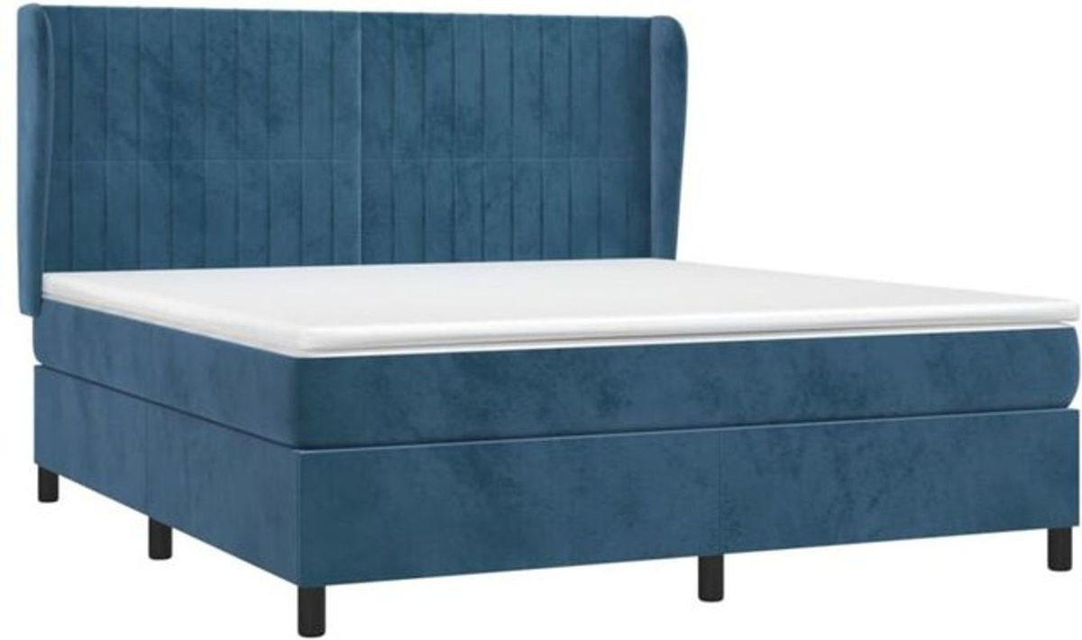 Vidaxl Boxspringbett mit Matratze aus Samt in Blau, B/T/H: 160 x 200 cm - Bild 1
