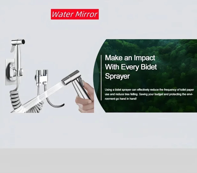 Handgehaltenes Bidet-Sprühgerät aus Edelstahl mit Doppelregelventil und einziehbarem Federschlauch in Silber - Bild 1