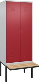 C+P PSA Doppel-Spind Classic PLUS Sitzbank mit 2 Abteilen, Buche-Hartholz und Zylinderschloss, B/T/H: 2120 x 800 x 815 cm - Bild 1