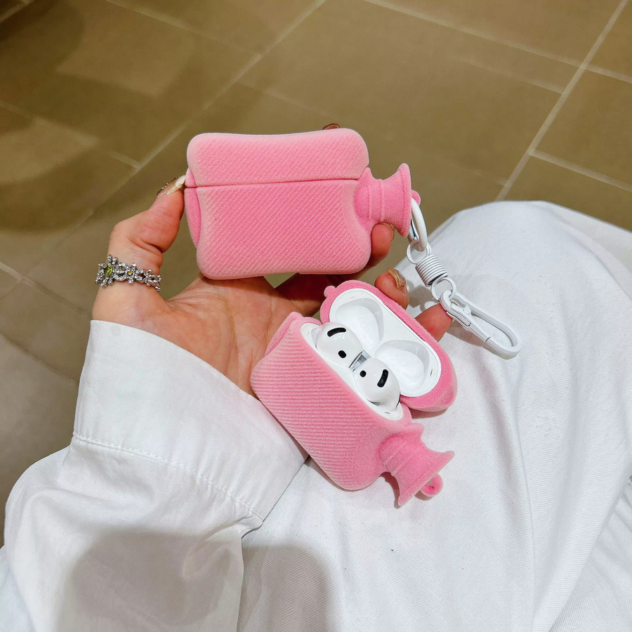 Kreatives 3D-Heizkissen in Pink als pelzige Winterhülle für Apple AirPods 1 2 3 4 Pro 2 und Ladebox für AirPods Pro 3 - Bild 2