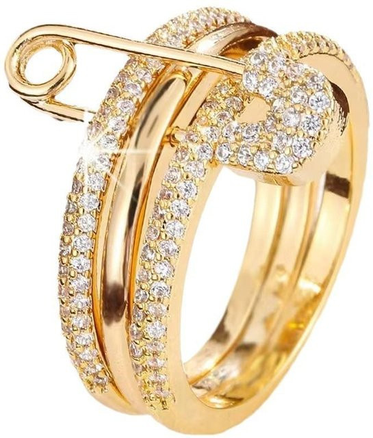 duobeiduo Ringe Set, 14 Karat vergoldet, Zirkonia, Damen - Bild 1