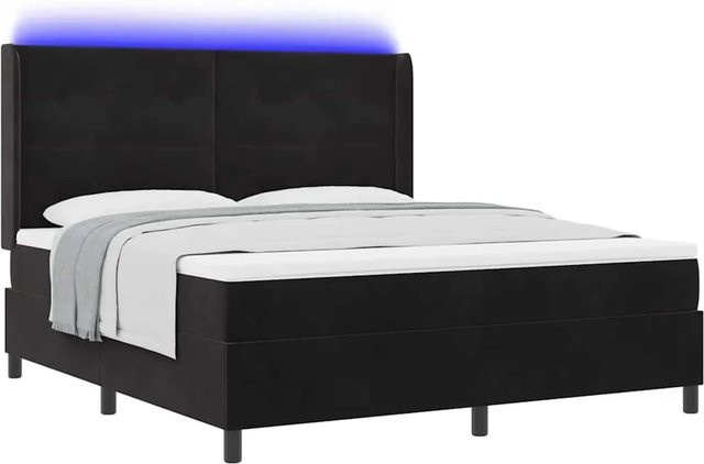 vidaXL Boxspringbett mit Matratze und LED-Unterbettbeleuchtung in Schwarz, Samt, B/T/H: 180 x 200 x 280 cm - Bild 1