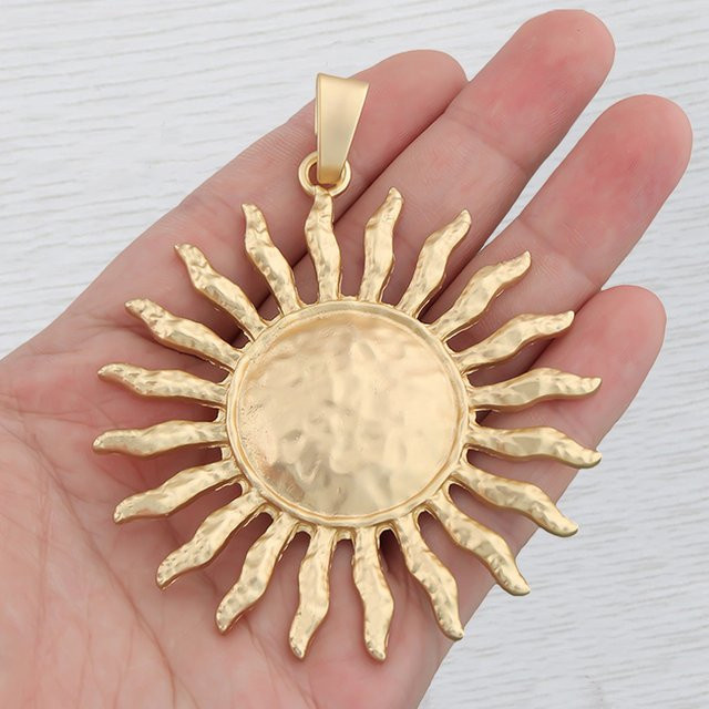 Sonnenblumen-Anhänger, mattgoldfarben, Boho - Bild 1