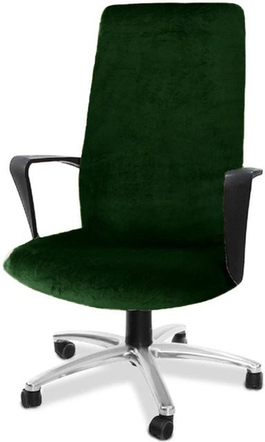 Waschbarer Samt Stretch Bürostuhlbezug für drehbare Schreibtischstühle und Chefsessel, Größe L, Schwarz - Bild 1