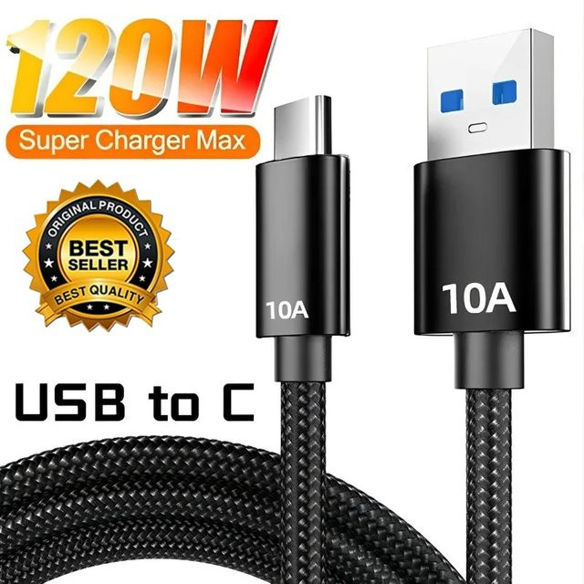 USB-C Schnellladekabel 120W 10A mit Datenübertragung in Schwarz - Bild 1
