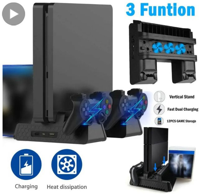 Sony Standventilator zur Kühlung für PlayStation PS4 Pro Slim und PS4 Controller in Schwarz - Bild 1