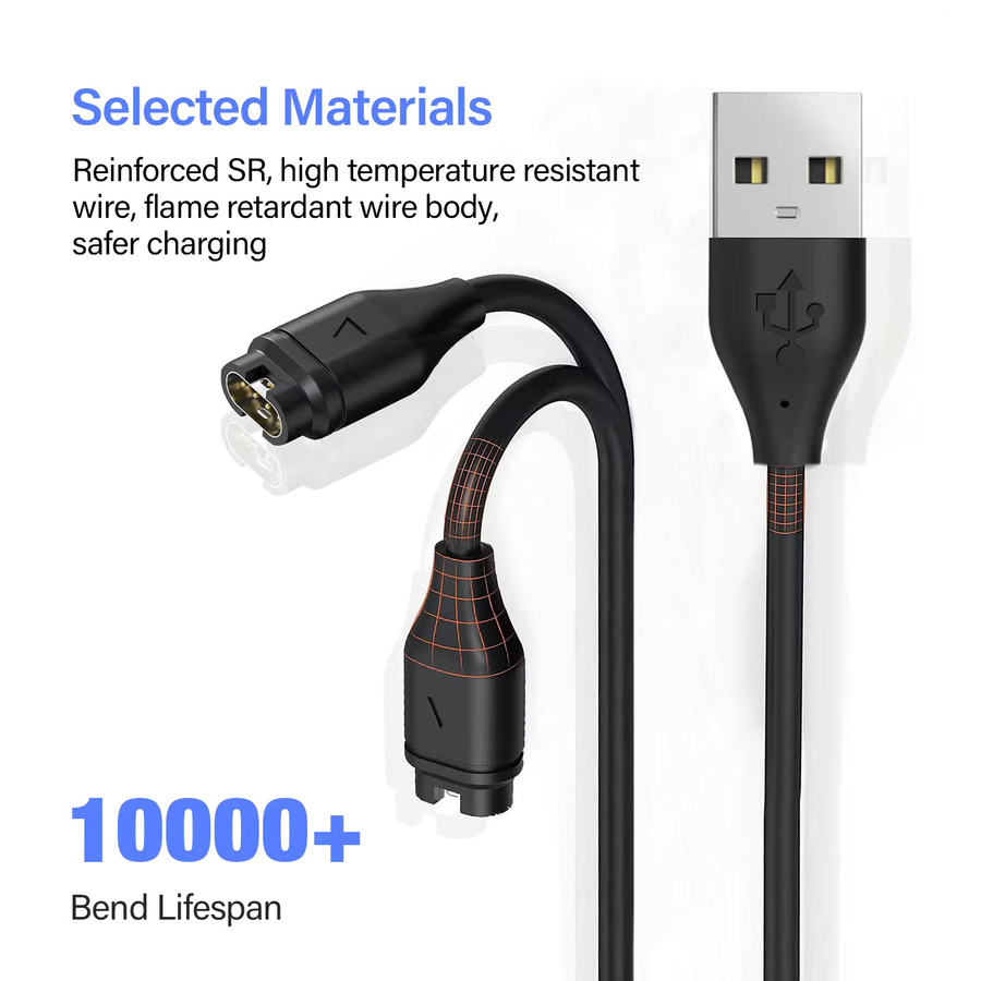 Garmin Universal USB Typ-C Ladekabel USB-A auf USB-C für Fenix 5 5S 5X Plus 6 6S 6X Pro 7 7S 7X in Schwarz - Bild 2