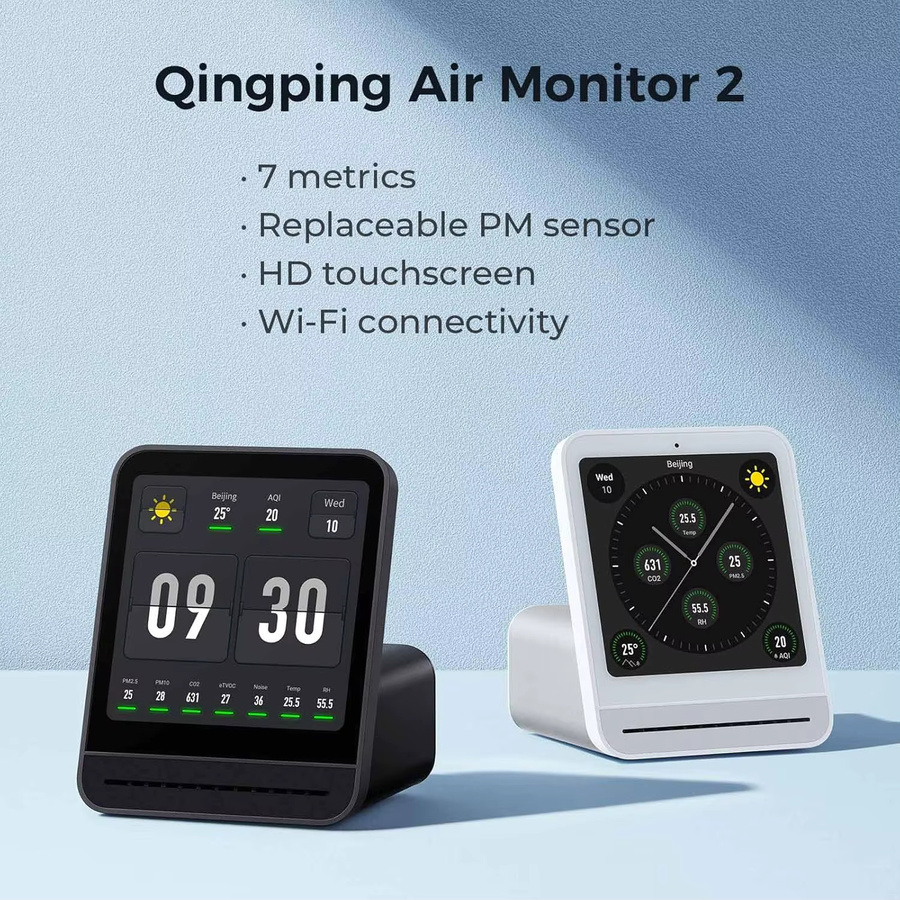 Qingping Luftqualitätsmonitor Gen 2 in Schwarz zur Messung von PM2.5, CO2, PM10, Lärm, Temperatur und Luftfeuchtigkeit mit Alarmfunktion - Bild 4
