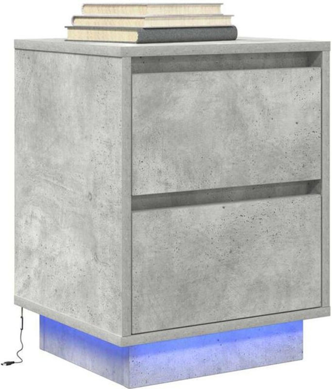 Vidaxl Nachttisch mit LED-Leuchten in Betongrau, Modern, B/T/H: 38 x 34 x 50 cm - Bild 1