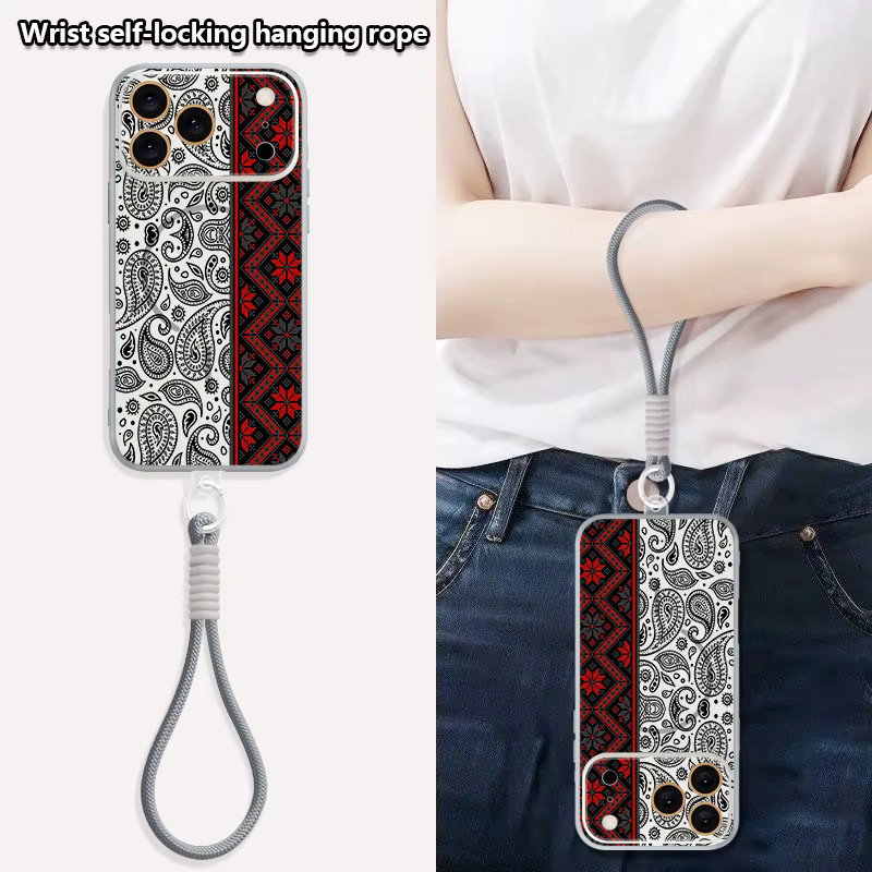 MOESOE Magnetische Handyhülle mit Vintage Totem-Muster und Lanyard für iPhone 17 Pro Max 16 15 14 13 Pro Max, MagSafe kompatibel, grün/mehrfarbig - Bild 2