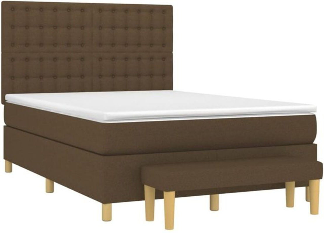vidaxl Boxspringbett mit Matratze aus Stoff in Braun, B/T: 140 x 190 cm - Bild 1