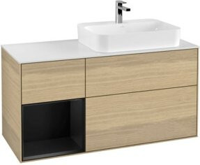 V&B Waschtischunterschrank Finion in Eichenoptik mit linkem Regal, Breite: 120 cm, Tiefe: 50,1 cm, Höhe: 50,1 cm - Bild 1