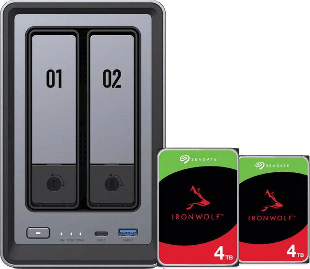 UGREEN NASync DXP2800 NAS-System in Grau mit 2x Seagate IronWolf 4 TB Festplatten - Bild 1